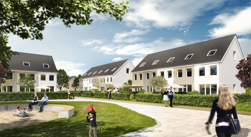 Die Reihenhäuser mit Spielplatz in Falkenberg Reihenhäuser mit Spielplatz in der neuen Wohnsiedlung in Falkenberg