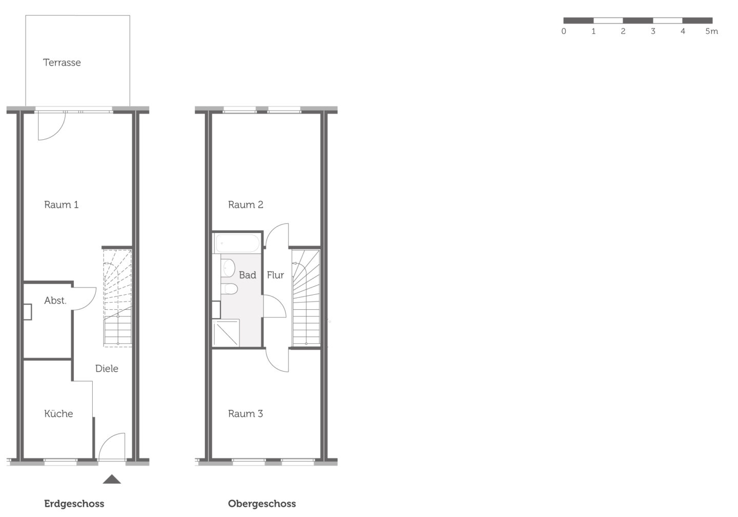 Grundriss des Haustyps 1 der neuen Einfamilienhäuser in Falkenberg