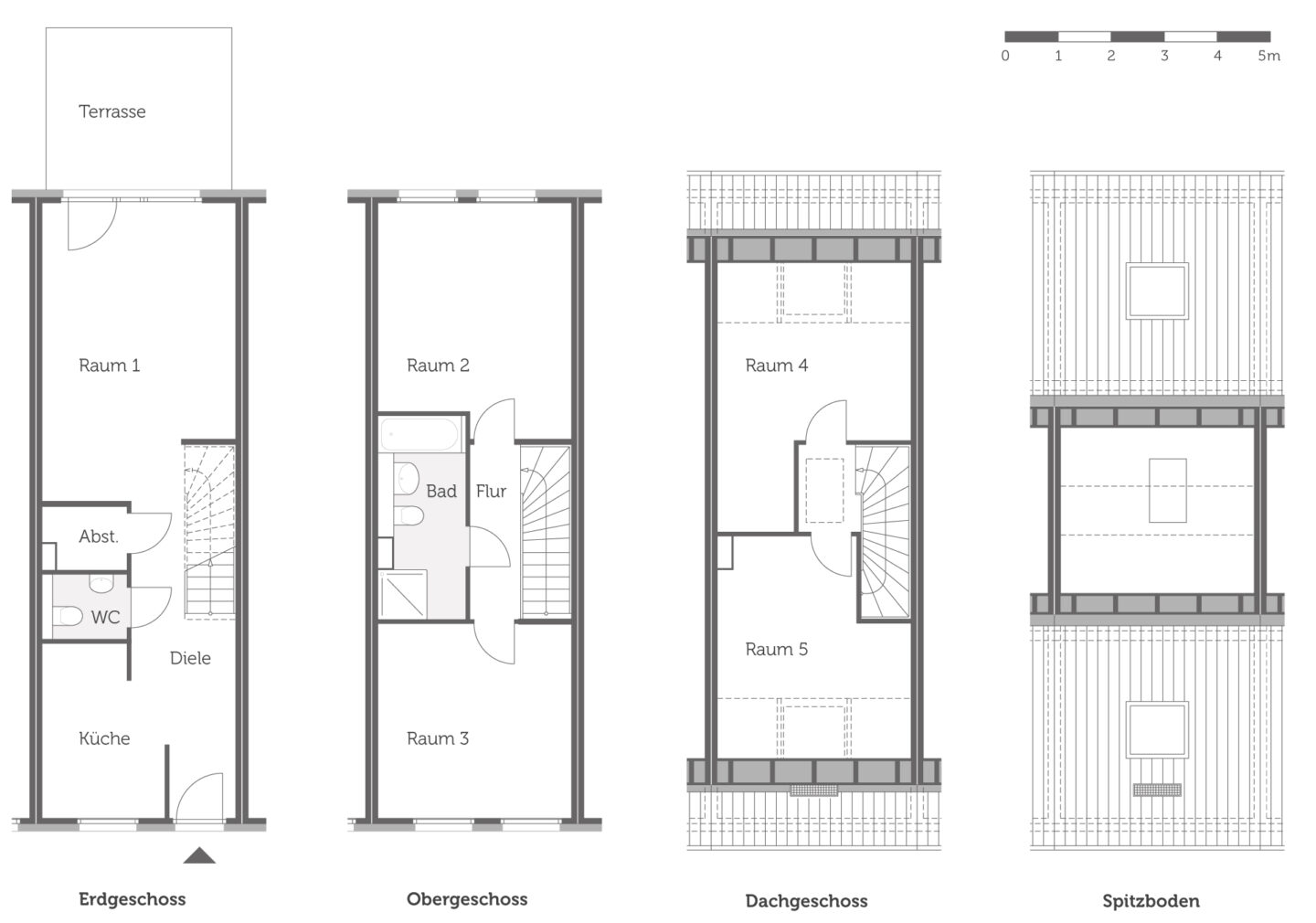 Grundriss des Haustyps 2 der neuen Einfamilienhäuser in Falkenberg