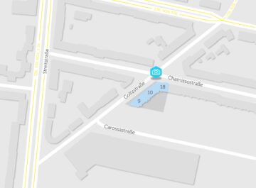 Karte mit BHKW für Quartierstrom in Chamissostraße