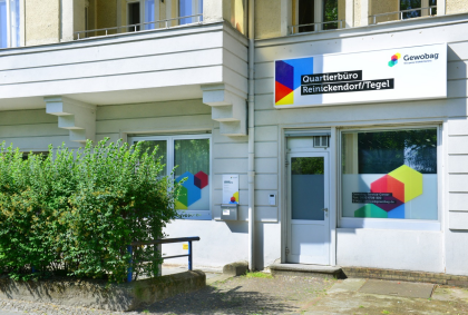 Eingang vom Quartierbüro der Gewobag in Reinickendorf/Tegel
