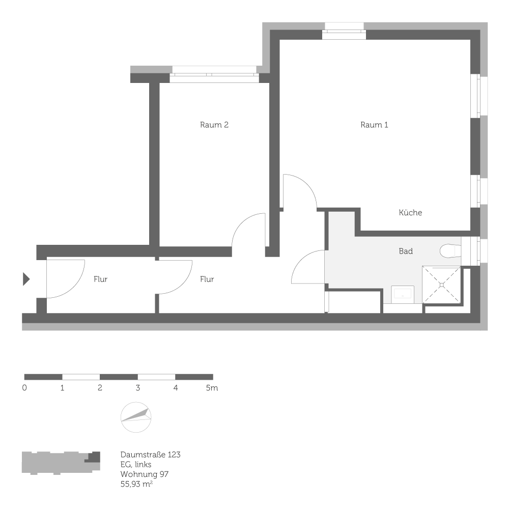 تصویر Helle 2-Zimmer-Wohnung mit Tageslichtbad – barrierefreie Objektgestaltung – provisionsfrei