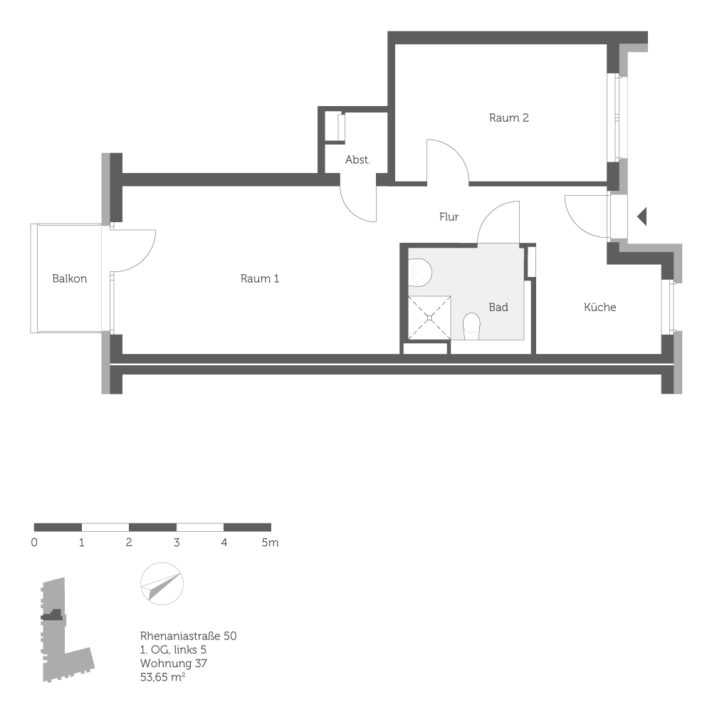 تصویر Helle 2-Zimmer-Wohnung mit Balkon – barrierefreie Objektgestaltung – provisionsfrei – nur mit WBS