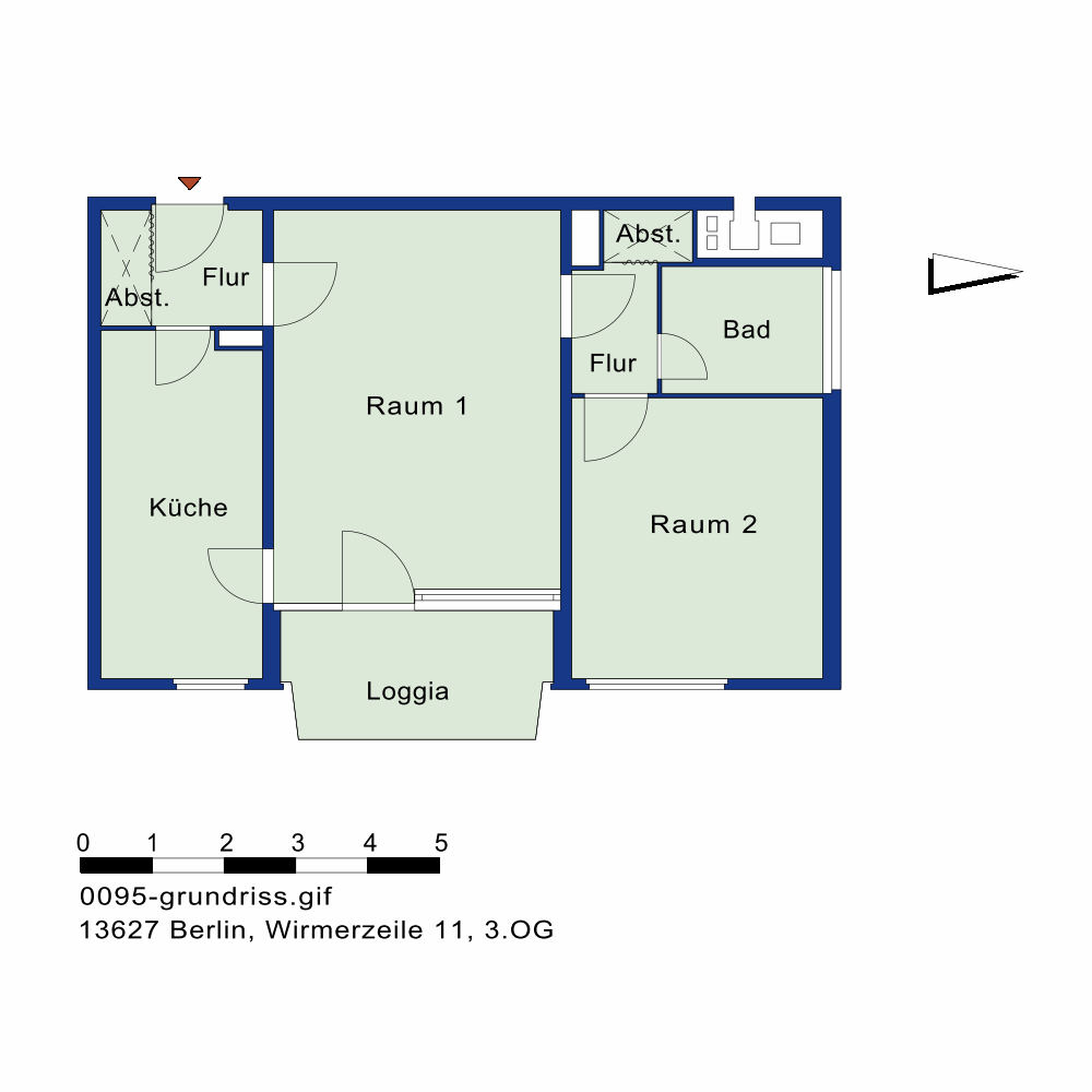 تصویر 2-Zimmer-Wohnung mit Balkon und Duschbad