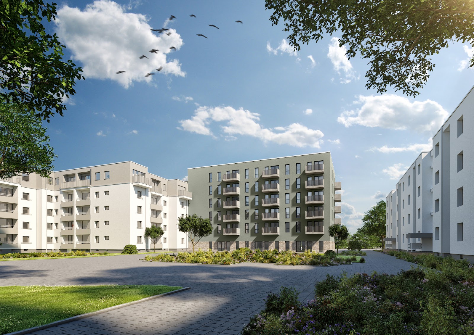 تصویر Moderne Wohnung mit großem Balkon und offener Küche