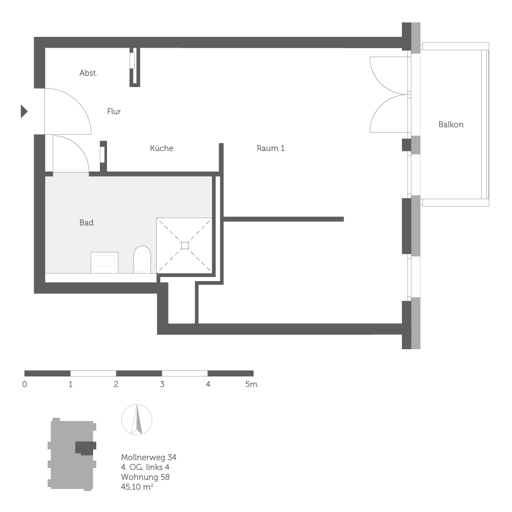 تصویر Moderne Wohnung mit großem Balkon und offener Küche